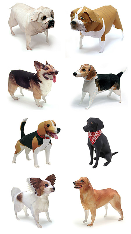 модели собак из бумаги